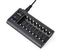LLOYTRON Slimline 8 x AA / AAA Multi-Charger for NiMh / NiCd Rechargeable Batteries ? Charge 2 / 4 / 6 or 8 Batteries at Once ? B1507 - Black