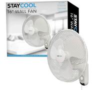 Lloytron STAYCOOL 16" Wall Fan 3 Speeds Oscillating 90° Pull Cord White UK Plug [EEK: A+++]