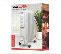 Lloytron Staywarm 2000w 9 Fin Oil Radiator, Grey