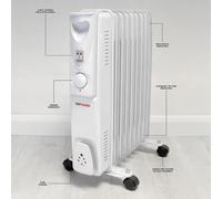 STAYWARM 2000w 9 Fin Oil Radiator with 3 Heat Settings / Variable Thermostat / Frost Watch Protection - F2603GR - Grey