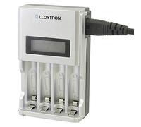 LLOYTRON Ultra Fast Intelligent AA / AAA LCD Home Battery Charger for NiMh / NiCd Rechargeable Batteries - Charge 1 or 4 Batteries at Once - LCD Display - B1504 - Silver