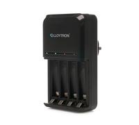 LLOYTRON Ultra Fast Smart AA/AAA LCD Home Battery Charger for NiMh Rechargeable Batteries - Charge 1 or 4 Batteries at Once - Fully Charged Indicator - B1508 - Black