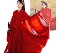 LLOZoo Elegant Hanfu Costume (XS-XL), Women's Traditional Hanfu Dress (42-67Kg), Cross Neckline + Large Sleeves, for Cosplay,White-M