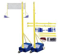 LLOZoo Heavy-Duty Badminton Volleyball Net Posts, with Volleyball/Badminton Net, Movable Rollers, Height Adjustable :1.55-2.1m,Fillable 70-80KG Weighted Base, for Courtyard, City Square,A