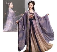 LLOZoo Women's Tang Suit Costume (S-XL), Antique Hanfu Dresses (155-175cm), Soft + Breathable, for Cosplay Party/Daily,Purple-L