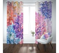 LLponhg Abstract Floral Design Curtains for Bedroom Blackout Textured Accent Window Drapes Thermal Insulated Eyelet Curtains for Living Room, Soundproof Energy Saving Darkening 2 Panels 43.5" x 85"