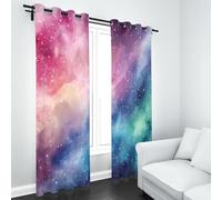 LLponhg Abstract Galaxy Blackout Curtains for Living Room and Bedroom Watercolor Nebula 2 Panels Eyelet Thermal Insulated Curtains 3D Printed Art Window Treatments for Kids Room, W 46" x L 54"