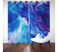 LLponhg Abstract Space Curtains for Bedroom and Living Room Fantasy Galaxy 3D Printed Blackout Drapes, Thermal Grommet Top Window Curtain Panels for Kids & Girls Bedroom, Set of 2 W 66" x L 72"