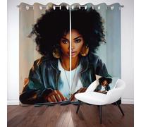 LLponhg African Woman Curtains for Bedroom Blackout Oil Painting Portrait Window Drapes Thermal Insulated Eyelet Curtains for Living Room, Soundproof Energy Saving Darkening 2 Panels 43.5" x 85"