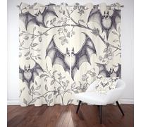 LLponhg Animals Bat 3D Printed Blackout Curtains Sketch Woodland Thermal Insulated Soundproof Drapes for Bedroom Living Room, Eyelet Window Treatments for Kids Room Set of 2 Panels 27.5" x L 63"