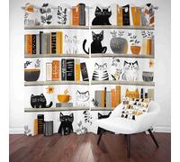 LLponhg Animals Cat 3D Printed Blackout Curtains Library Book Thermal Insulated Soundproof Drapes for Bedroom Living Room, Eyelet Window Treatments for Kids Room Set of 2 Panels 27.5" x L 63"