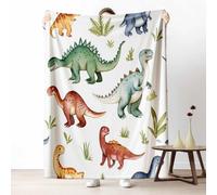 LLponhg Cartoon Dinosaur Blanket Warm Winter Tropical Jungle Plant Fleece Throw Blanket for Sofas Animals Dino Lightweight Fluffy Plush Blanket for Bed 220x240 cm
