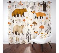 LLponhg Cartoon Fox Print Curtains for Bedroom Blackout Illustrated Mushrooms Window Drapes Thermal Insulated Eyelet Curtains for Living Room, Soundproof Energy Saving Darkening 2 Panels 43.5" x 85"