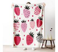 LLponhg Cartoon Strawberry Throws for Sofas and BedsDot Motif Sherpa Fleece Throw, Soft Warm Scarlet Red Blanket for Camping Travel and Couch, Gifts for Men Women, 230x270 cm