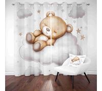 LLponhg Cartoon Teddy Bear Curtains for Bedroom and Living Room Cute Cloud 3D Printed Blackout Drapes, Thermal Grommet Top Window Curtain Panels for Kids & Girls Bedroom, Set of 2 W 66" x L 72"