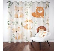 LLponhg Cartoon Woodland Animals Curtains for Bedroom and Living Room Leafy Branches 3D Printed Blackout Drapes, Thermal Grommet Top Curtain Panels for Kids & Girls Bedroom, Set of 2 W 66" x L 72"
