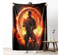 LLponhg Combat Operative Graphic Throws for Sofas and BedsFiery Halo Texture Sherpa Fleece Throw, Soft Warm Crimson Blanket for Camping Travel and Couch, Gifts for Men Women, 230x270 cm