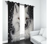 LLponhg Cute Fox Blackout Curtains for Living Room and Bedroom Fantasy Pearl 2 Panels Eyelet Thermal Insulated Curtains 3D Printed Art Window Treatments for Kids Room, W 46" x L 54"