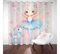LLponhg Cute Unicorn 3D Printed Blackout Curtains Fairy Tale Girl Thermal Insulated Soundproof Drapes for Bedroom Living Room, Eyelet Window Treatments for Kids Room Set of 2 Panels 27.5" x L 63"