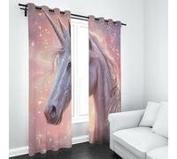 LLponhg Cute Unicorn Blackout Curtains for Living Room and Bedroom Fantasy Galaxy 2 Panels Eyelet Thermal Insulated Curtains 3D Printed Art Window Treatments for Kids Room, W 46" x L 54"