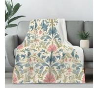 LLponhg Damask Ornamental Blanket Warm Winter Baroque Leaves Fleece Throw Blanket for Sofas Traditional Symmetry Lightweight Fluffy Plush Blanket for Bed 220x240 cm