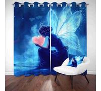 LLponhg Fantasy Fairy Curtains for Bedroom and Living Room Fairy Tale Wings 3D Printed Blackout Drapes, Thermal Grommet Top Window Curtain Panels for Kids & Girls Bedroom, Set of 2 W 66" x L 72"