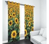 LLponhg Floral Sunflower Curtains for Bedroom Blackout Botanical Flower Window Drapes Thermal Insulated Eyelet Curtains for Living Room, Soundproof Energy Saving Darkening 2 Panels 43.5" x 85"