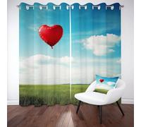 LLponhg Heart Balloon Illustration Blackout Curtains for Living Room and Bedroom Cloud Accent 2 Panels Eyelet Thermal Insulated Curtains 3D Printed Art Window Treatments for Kids Room, W 46" x L 54"