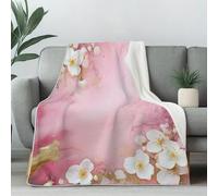 LLponhg Marble Floral Pattern Blanket for Children, Soft Cozy Blanket for Girls Boys Magenta Fluffy Fleece Throw Gifts for Sofa and Bed Decor 200x220 cm