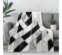 LLponhg Marble Geometric Large Throws for SofasAbstract Texture Décor Throw Blanket Modern Tiles Fluffy Fleece Blanket for Double Bed, Cozy Winter Bedding for Adults 150x200 cm