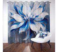 LLponhg Oil Painting Flower Curtains for Bedroom Blackout Abstract Petals Window Drapes Thermal Insulated Eyelet Curtains for Living Room, Soundproof Energy Saving Darkening 2 Panels 43.5" x 85"