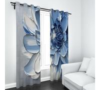 LLponhg Oil Painting Flower Curtains for Bedroom Blackout Floral Petal Window Drapes Thermal Insulated Eyelet Curtains for Living Room, Soundproof Energy Saving Darkening 2 Panels 43.5" x 85"