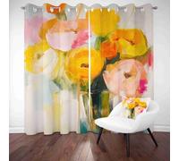 LLponhg Painting Poppy Curtains for Bedroom Blackout Oil Painting Floral Window Drapes Thermal Insulated Eyelet Curtains for Living Room, Soundproof Energy Saving Darkening 2 Panels 43.5" x 85"