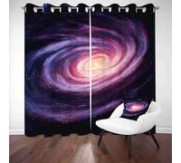 LLponhg Space Galaxy Curtains for Bedroom and Living Room Celestial Nebula 3D Printed Blackout Drapes, Thermal Grommet Top Window Curtain Panels for Kids & Girls Bedroom, Set of 2 W 66" x L 72"