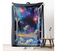 LLponhg Starry sky galaxy earth Fleece Throw Blanket Warm Cozy Plush Blanket for Camping, Soft Fuzzy Blue Blanket for Sofa Bed, Gifts for Boys Adults, 150 x 200 cm