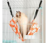 Llpsmeng Cat Cage Hammock Bed Reversible Breathable Rattan Cool Sleeping Mat Pet Bed for Bunny Squirrel Ferret Puppy Rabbit Kitty Kitten Small Dogs(Orange,Small)