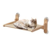 Llpsmeng Cat Window Perch, Cat Hammock for Window/Ceramic Tile/Glass with 4 Strong Suction Cups, Sturdy Solid Wooden Frame, Kitten Beds for Indoor, Suitable Pets Up to 44.09LBS(Beige,Medium)
