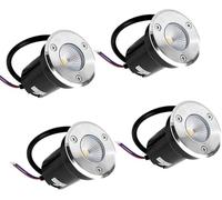 Llpsmeng-EU 4PCS Underground Lights - LED 3W COB Buried Light Mini Sized Outdoor Ground Lights IP67 Waterproof Recessed in Decking Light for Garden Lawn Pathway Step Deck(RGB,24V)