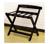 Llpsmeng-EU Vintage Wooden Luggage Stand Folding Luggage Rack With Nylon Webbing Strap Suitcase Holder And Backrest No Assembly Required For Hotel Rental Property Guest Bedroom, 60x50x65cm
