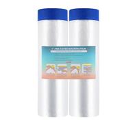 LLPT Tape and Drape Pre-Taped Masking Film | 2 Pack | 140cm(Unfolded) x 20m | Versatile Painter's Plastic Dust Sheets | for Auto Wall Furniture Painting and Spraying Protection (MFTB1402)
