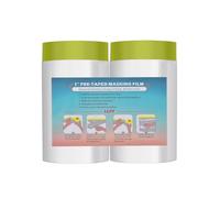 LLPT Tape and Drape Pre-Taped Masking Film | 2-Pack | 140cm(Unfolded) x 20m | Versatile Painter's Plastic Dust Sheets | for Auto Wall Painting and Spraying Protection (MFTG1420) | Green Washi Paper