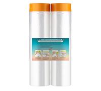 LLPT Tape and Drape Pre-Taped Masking Film | 2-Pack | 200cm(Unfolded) x 20m | Versatile Painter's Plastic Dust Sheets | for Auto Wall Furniture Painting and Spraying Protection (MFT2002)