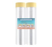 LLPT Tape and Drape Pre-Taped Masking Film | 2 Pack | 200cm(Unfolded) x 20m | Versatile Painter's Plastic Dust Sheets | for Auto Wall Furniture Painting and Spraying Protection (MFTW2002)