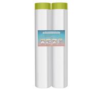 LLPT Tape and Drape Pre-Taped Masking Film | 2-Pack | 270cm(Unfolded) x 20m | Versatile Painter's Plastic Dust Sheets | for Auto Wall Painting and Spraying Protection (MFTG2720) | Green Washi Paper