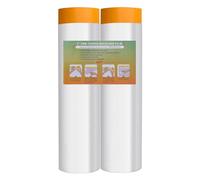 LLPT Tape and Drape Pre-Taped Masking Film | 2-Pack | 270cm(Unfolded) x 33m | Versatile Painter's Plastic Dust Sheets | for Auto Wall Furniture Painting and Spraying Protection (MFTO2633)