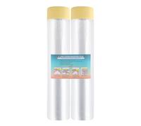 LLPT Tape and Drape Pre-Taped Masking Film | 2 Pack | 400cm(Unfolded) x 20m | Versatile Painter's Plastic Dust Sheets | for Auto Wall Furniture Painting and Spraying Protection (MFTW4002)