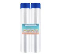 LLPT Tape and Drape Pre-Taped Masking Film | 2 Pack | 400cm(Unfolded) x 20m | Versatile Painter's Plastic Dust Sheets | for Auto Wall Furniture Painting and Spraying Protection (MFTB4002)