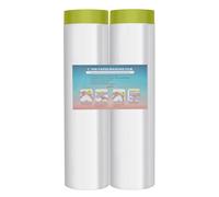 LLPT Tape and Drape Pre-Taped Masking Film | 2-Pack | 400cm(Unfolded) x 20m | Versatile Painter's Plastic Dust Sheets | for Auto Wall Painting and Spraying Protection (MFTG4020) | Green Washi Paper