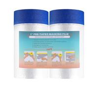 LLPT Tape and Drape Pre-Taped Masking Film | 2 Pack | 65cm(Unfolded) x 20m | Versatile Painter's Plastic Dust Sheets | for Auto Wall Furniture Painting and Spraying Protection (MFTB652)