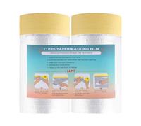 LLPT Tape and Drape Pre-Taped Masking Film | 2 Pack | 65cm(Unfolded) x 20m | Versatile Painter's Plastic Dust Sheets | for Auto Wall Furniture Painting and Spraying Protection (MFTW652)